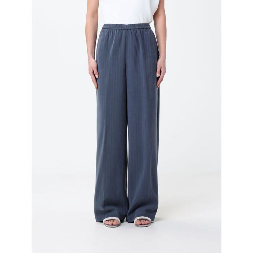 Emporio Armani Women Pinstriped Jersey Palazzo Trousers Emporio Armani